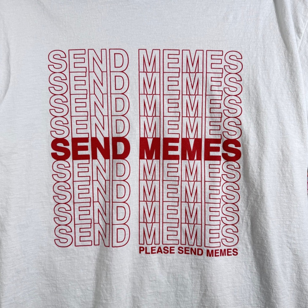 Fruit Of The Loom Send Memes White Graphic Print T Shirt‎ Large L - Picture 2 of 6